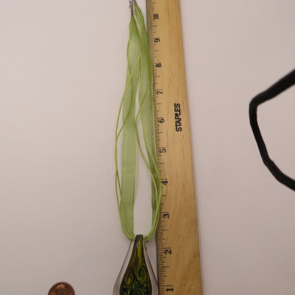 Art Glass Pendant on Ribbon Cord with Extender Chain - Picture 7 of 8